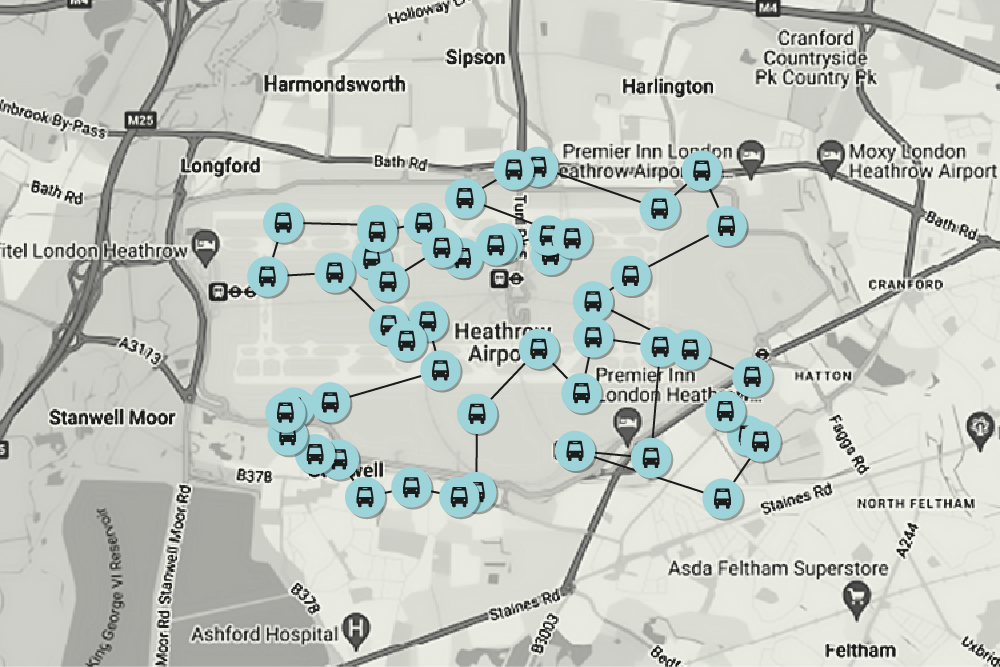 ALIS live fleet map tracking vehicles around Heathrow